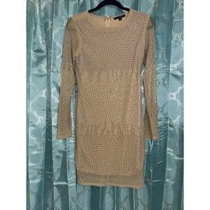 Haute Monde Dress Large. Tan With Ombré Jewels. EUC.